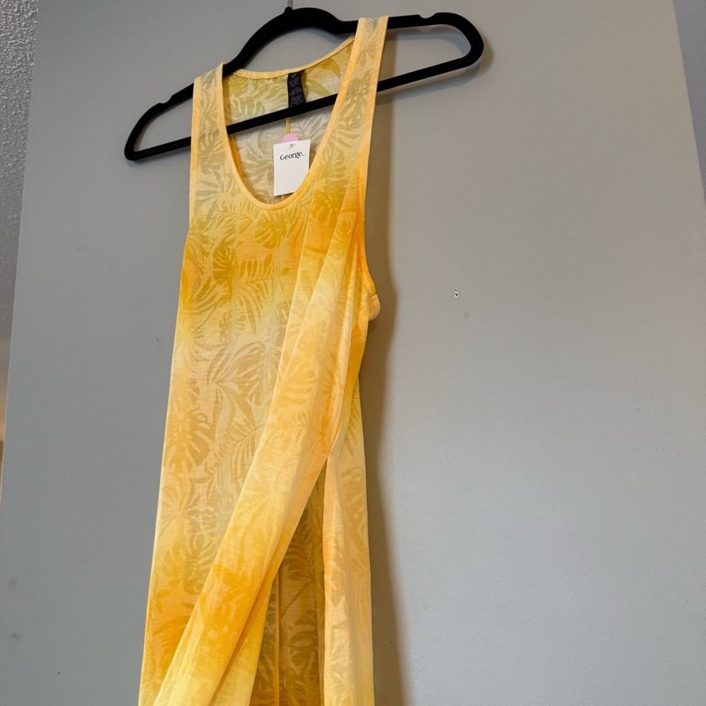 NWT George Yellow Tropical Leaf Print Sleeveless Maxi Dress - Picture 6 of 15